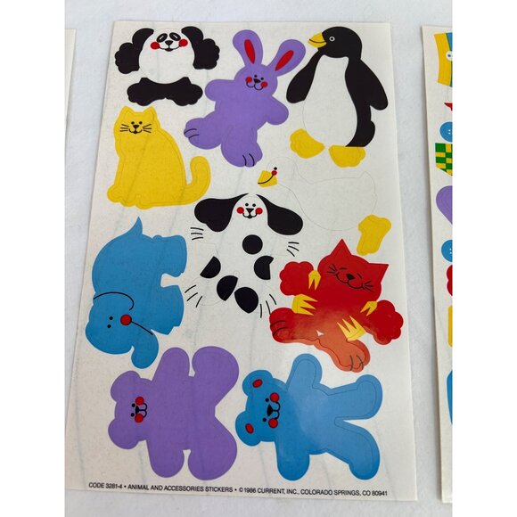 Vintage 1986 Animal & Accessories Stickers By Current Inc. 4 Sheets - Picture 2 of 7
